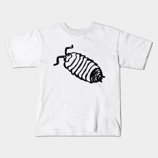 pill bug roly poly line drawing Kids T-Shirt